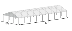 30 x 80 frame tent clear top