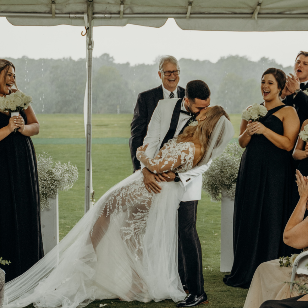 A wedding during the rain